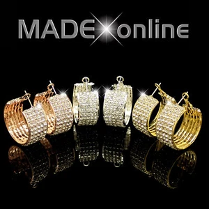 Chunky Bling Hoop Earrings, Silver, Gold and Rose Gold Loops - Picture 1 of 8
