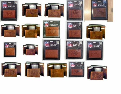 Official NFL Leather Wallet TriFold Embossed Choose Your Team Cover