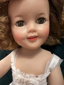 Schöne ideale Shirley Temple Puppe 50er Jahre mit Kleid Vinyl - Bild 1 von 11