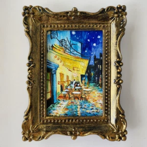 Original Framed ACEO Cafe terrace at night Van Gogh miniature - Picture 1 of 6