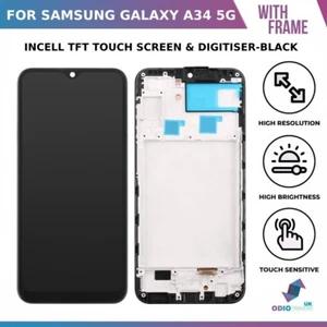 TFT LCD For  Samsung Galaxy A34 5G SM-A346B/DS - Black With Frame Display Screen - Picture 1 of 1