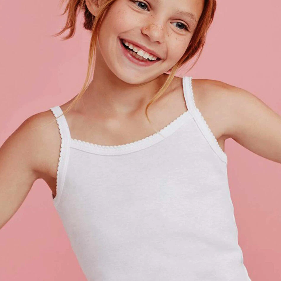 3 Girls' Ellepi Tank Tops With Narrow Straps In Pure Cotton Art 8228 - Image 1 of 1