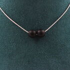 Collier 2 perles Onyx noir mat 8 mm. Chaine en acier inoxydable Collier femmes,
