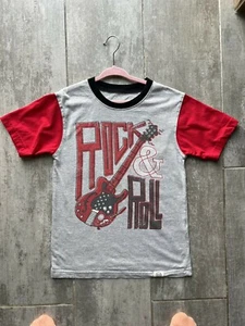WES AND WILLY Boys Youth Gray Red Rock & Roll Tee Graphic T-Shirt Vintage 7 - Picture 1 of 7