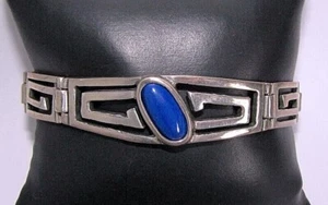 Pulsera de lapislázuli azul vintage plata de ley 7" cadena larga solitario - Imagen 1 de 5