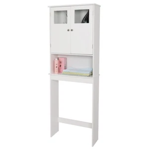 Mueble de baño independiente con 2 puertas y estantes, blanco - Imagen 1 de 11