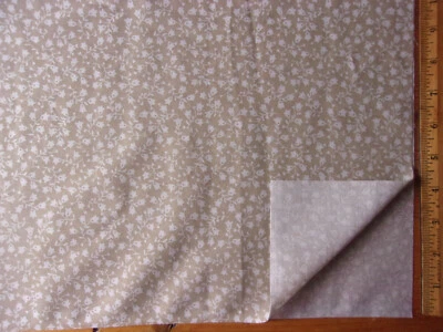 Tiny White Floral on Beige Poly/Cotton Blend Sewing Fabric - 2.5 Yards - Image 1 of 3