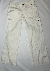 Express Low Rise Wide Leg Cargo Pants Size 6~Y2K~White 100% Cotton