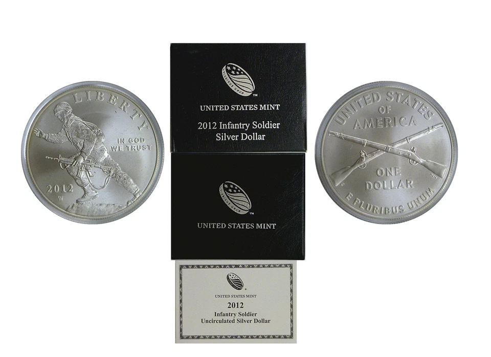 2012-W $1 Infantry Soldier Silver Commemorative Uncirculated OGP W/COA - Image 1 of 1