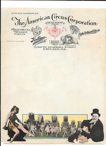 Pieza central de color vintage ilustrada AMERICAN CIRCUS CORP 6 circos - Imagen 1 de 2