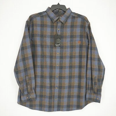 Solaris Men's Long-Sleeve Shirt 2XB Blue Orange Plaid Lens Cleaner NWT - Image 1 of 4