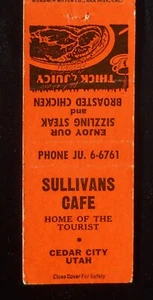 1950s Sullivans Cafe Home of the Tourist Broasted Chicken Cedar City UT Iron Co - Imagen 1 de 2