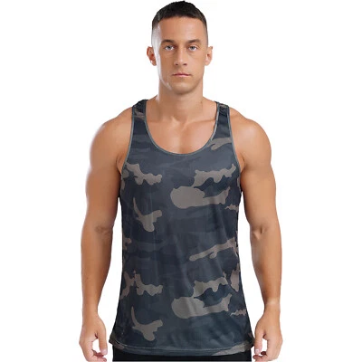 Mens Camouflage Vest Workout Fitness Tank Top Quick Dry T-Shirt Sleeveless S-3XL - Image 1 of 4