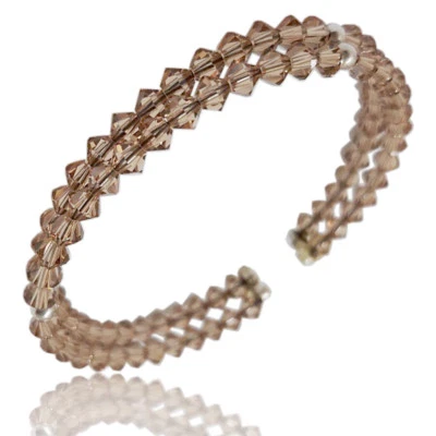 Bracciale alla schiava 2 fili con cristalli swarovski light colorado topaz e ag - Immagine 1 di 2