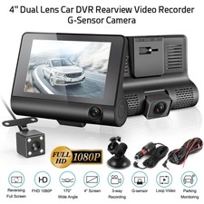 4'' HD 1080P 3 Lens Car DVR Dash Cam Vehicle Video Recorder Rearview Camera 170°