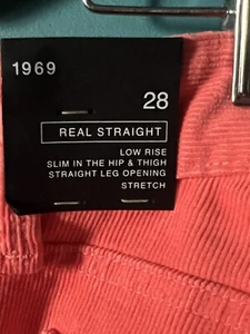 GAP 1969 Salmon Pink Orange Hot Coral Corduroy Pant NWT 28R - Picture 1 of 8