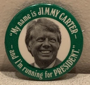 Vintage Jimmy Carter Presidential Campaign Pinback Button 1.75” - Picture 1 of 5