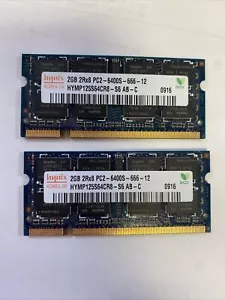 Hynix 4GB (2GBx2) 2Rx8 PC2-6400S 666 MHZ HYMP125S64CR8-S6 Laptop Storage. - Picture 1 of 4