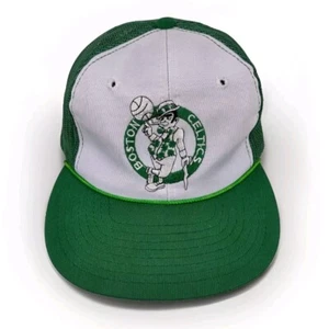 Vintage 80s Boston Celtics Logoed Snapback Mesh Trucker Hat Cap NBA Twins Ent - Bild 1 von 9