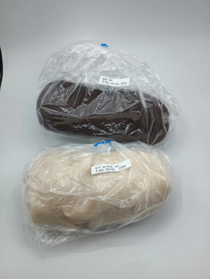 100% Suri Alpaca Roving 8oz Lot - White & Brown Natural READ - Image 1 of 4
