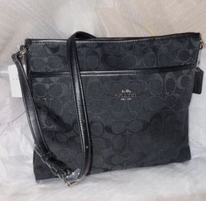 Coach F36378 12CM Signature File Crossbody Handbag Black/Black - Picture 1 of 12
