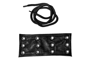 Extensor de chapas de cuero genuino negro para motocicleta con cordones nuevo color negro 6" - Imagen 1 de 1