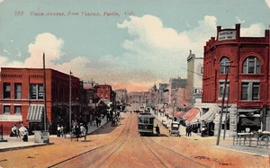 1912 Pueblo Colorado CO Union Avenue From Viaduct Street Postcard - Picture 1 of 2