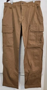 Pantalones de manguera contra incendios Duluth Trading Flex para hombre talla 38x36 (35,5) marrón bolsillos de carga - Imagen 1 de 15
