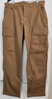 Duluth Trading Flex Fire Hose Pants Mens Size 38x36 (35.5) Brown Cargo Pockets - Image 1 of 4