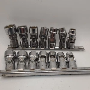 14pc Kobalt 3/8" Drive Swivel Flex Sockets Set Metric + SAE (10-15mm) (3/8-3/4) - Foto 1 di 8
