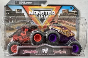 Monster Jam Double Pack Thunderroarus Vs Velociraptor 1:64 Trucks New Sealed - Picture 1 of 4