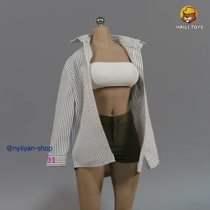 1/6 Striped Shirt Hot Shorts Vest Clothes For 12" Female Action Figure Body Toy - Picture 1 of 12