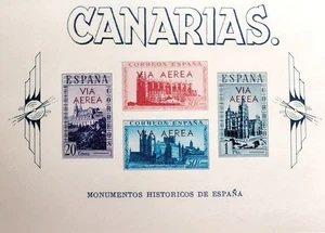 Edifil 63s Hojita de 848 Canarias Via Aerea SOBRECARGA ROJA HB España 1939 - Imagen 1 de 1