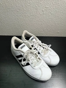 Size Us W6Adidas VI Court 2.0 Unisex 789006 White Black Leather Stripes - Picture 1 of 8