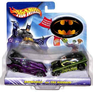 HOT WHEELS DC COMICS BATMAN VS THE RIDDLER 2 PACK BATMOBILE - Picture 1 of 4