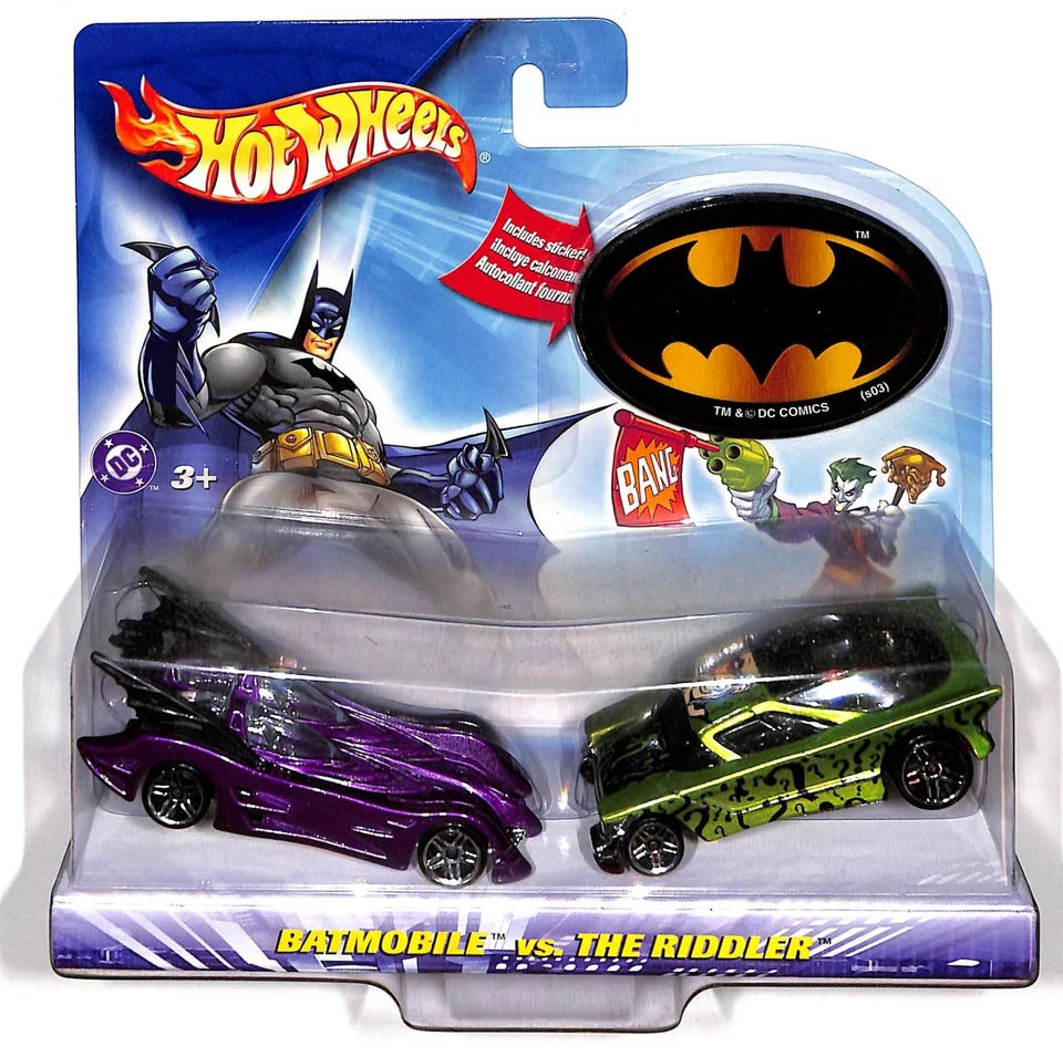 HOT WHEELS DC COMICS BATMAN VS THE RIDDLER 2 PACK BATMOBILE - Image 1 of 4