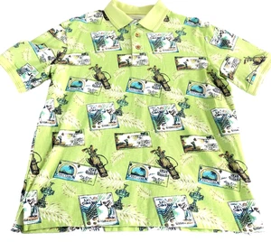 Windham Pointe Mens Golf Travel Print Polo Shirt Size M Cotton Short Sleeve - Picture 1 of 8