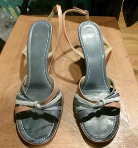 Coach Leder Riemchen Keilabsatz Knöchelriemen Sandalen "TRISTA" braun blau 9,5 M - Bild 1 von 7