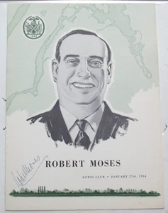 Robert Moses - Autographed Lotus Club Menu 1954 His Honor - Urban NY Developer - Picture 1 of 7