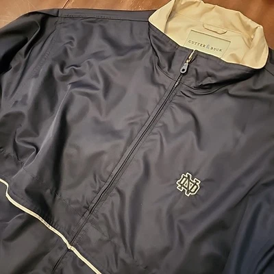 Vintage Notre Dame Cutter & Buck Weather Tec Vented Black Full Zip Windbreaker  - Image 1 of 4
