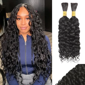 Wet and Wavy Human Hair Braiding Hair 100 Percent Human Braiding Hair For Boh... - Picture 1 of 6