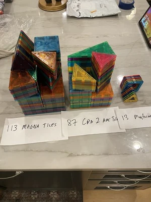 Lot of 213 MAGNA-TILES, Craz-Art, Magformers - 113 MT, 87 CA, 13 MF - 13+ LBs!! - Image 1 of 4