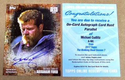 Autógrafo Topps The Walking Dead Temporada 7 A-MC Michael Cudlitz Rust 01/99 Hecho Foto 1 de 2
