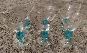 MCM Vintage Handblown Set Of 6 Ball Stem Martini Glasses Colored Cocktail Glass - Picture 1 of 4