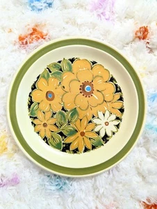 Two MCM 1960' Dinner Plates Cactus Flower Pattern By Nikko Stone MADE IN JAPAN - Picture 1 of 6