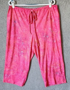 Leoma Lovegrove Elastic Waist Pull On Pajama Lounge Capri Pants Pink Speckled XL - Picture 1 of 12