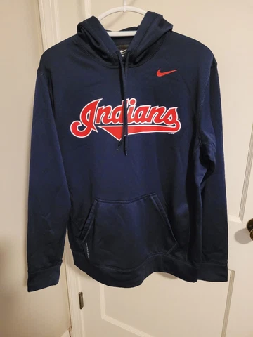Cleveland Indians Nike Therma-Fit Hoodie Sweatshirt Blue Men's Size Medium Nice Cover