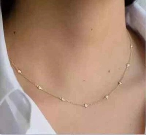 Collana Stazione Diamante 1,00Ct Creato in Laboratorio da Giardino Placcato Oro Giallo 14K - Foto 1 di 4