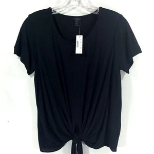 NUEVO CON ETIQUETAS J.CREW Talla S Corbata Frontal Cuello Redondo Camiseta Manga Corta NEGRO Estilo H4622 $45 - Imagen 1 de 5