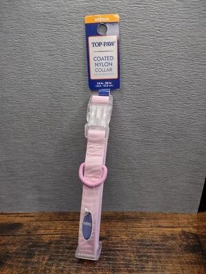 Pink Zebra Collar Coated Nylon Collar 14"-20" Waterproof Top Paw Medium - Image 1 of 2